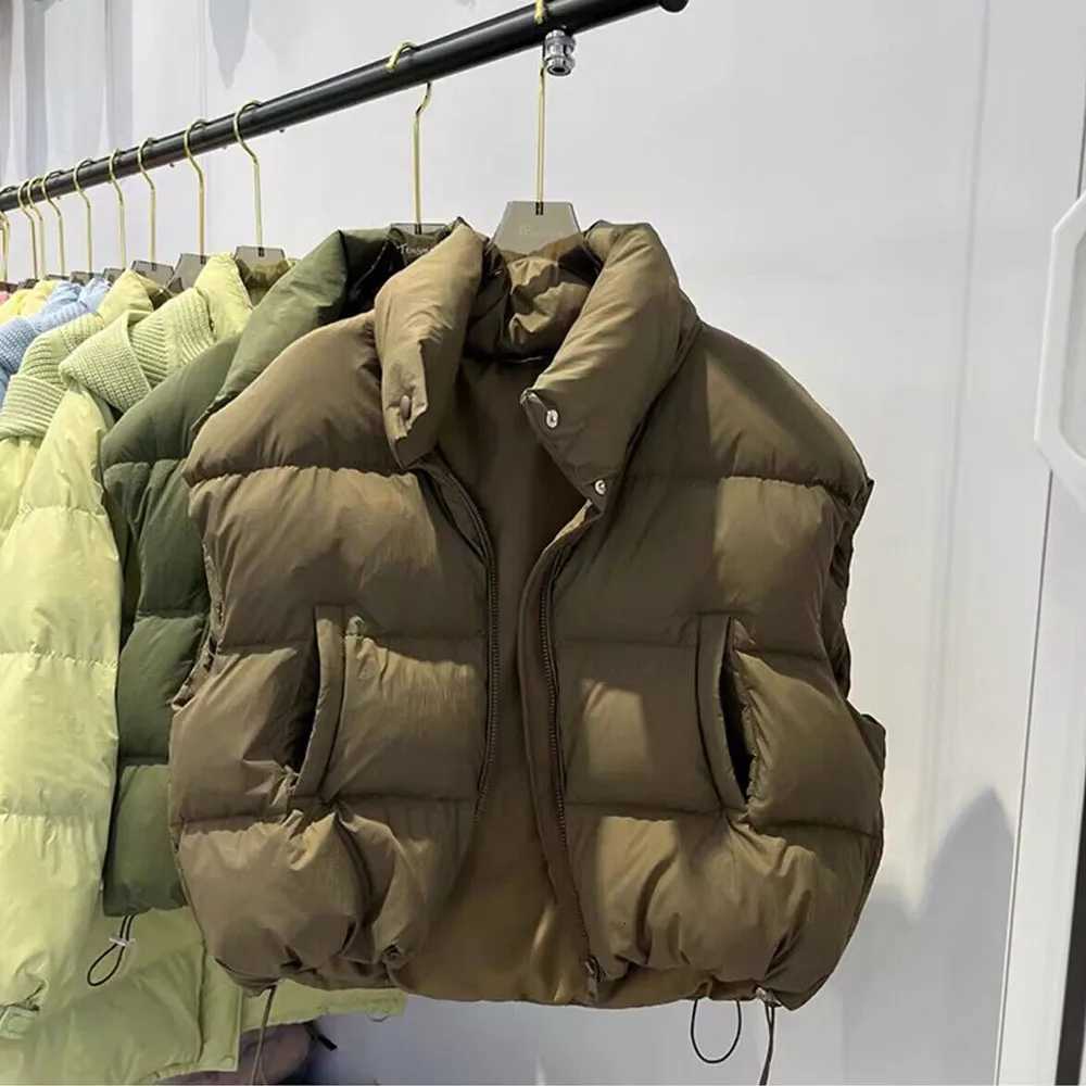 Casual Down Cotton Vest Jackets for Women Autumn Winter Thick Warm Sleeveless Short Coats Korean Style Stand Collar WaistcoatT251129