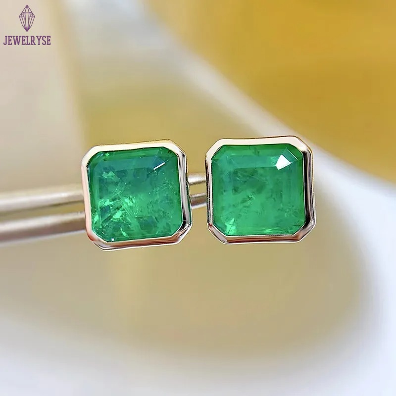 Choucong Top Sell Handmade Stud Earrings Simple Fine Jewellery Real 100% 925 Sterling Silver Large Princess Cut 3CT Emerald Party Ladies Earring Gift