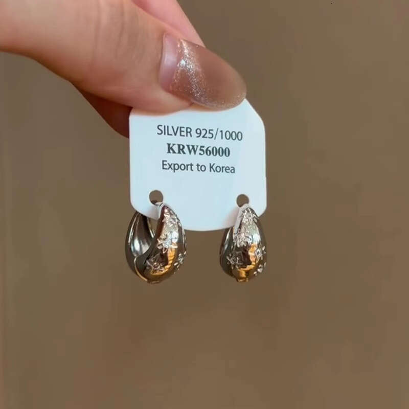 Cold style sier octagonal star ear buckle French exquisite niche high-end design water droplet earrings for women