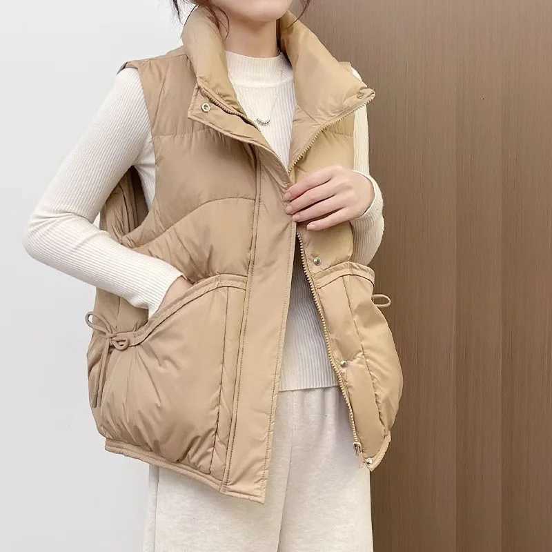 Down Cotton Womens Vest 2025 New Fashion Waistcoat Versatile Autumn Winter Solid Color Waistcoat Warm Jacket Womens Vest H522T251129
