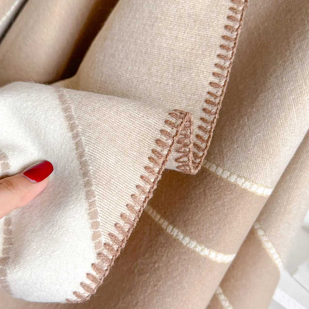 2025 Luxury Brand Cashmere Women Scarf Winter Warm Slit Double-sided Large Shawl Foulard Square Thick Blanket PonchoJ251129