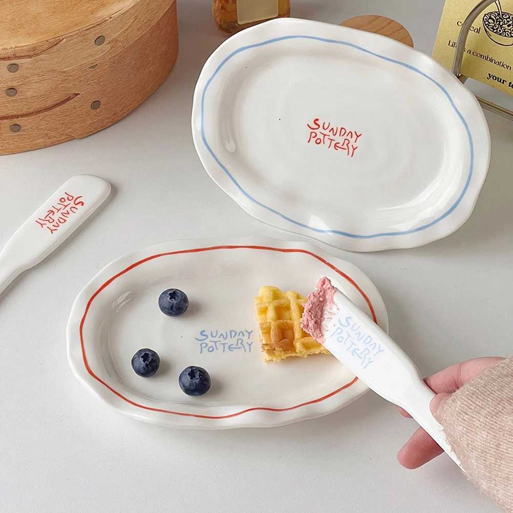 Luxury Simple Solid Color Tableware Ceramic Pasta Steak Plate Dinner Plate Creative Kitchen Irregar Shape Serving Tray Cooking Dishes Y251129