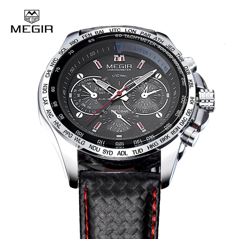 MEGIR Designer Outdoor Men's Sports Watch Luxury Classic Watch Business Three-eye Luminous Men's Watch