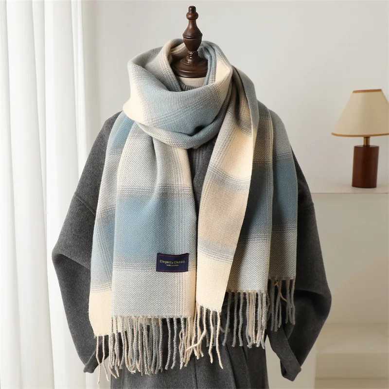 High Quality Winter Women Warm Plaid Scarf Imitation Cashmere Thicken Shawl Outdoor Travel Neckerchief FoulardJ251129