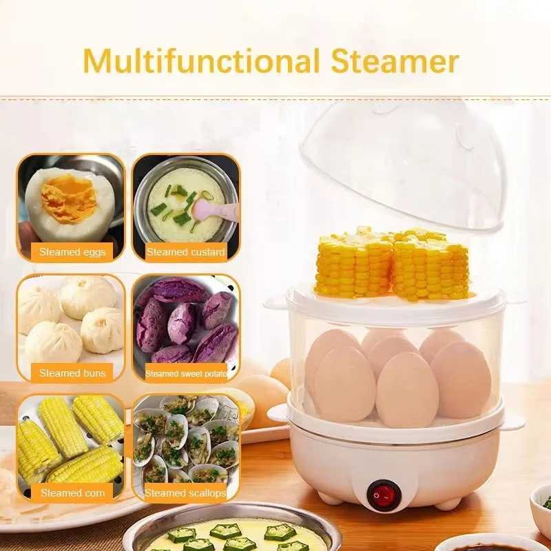 Egg Cooker Multifunctional Electric Egg Boiler Double Layers Egg Cooker Mini Steamer Poacher Kitchen Cooking Breakfast Machine C251129