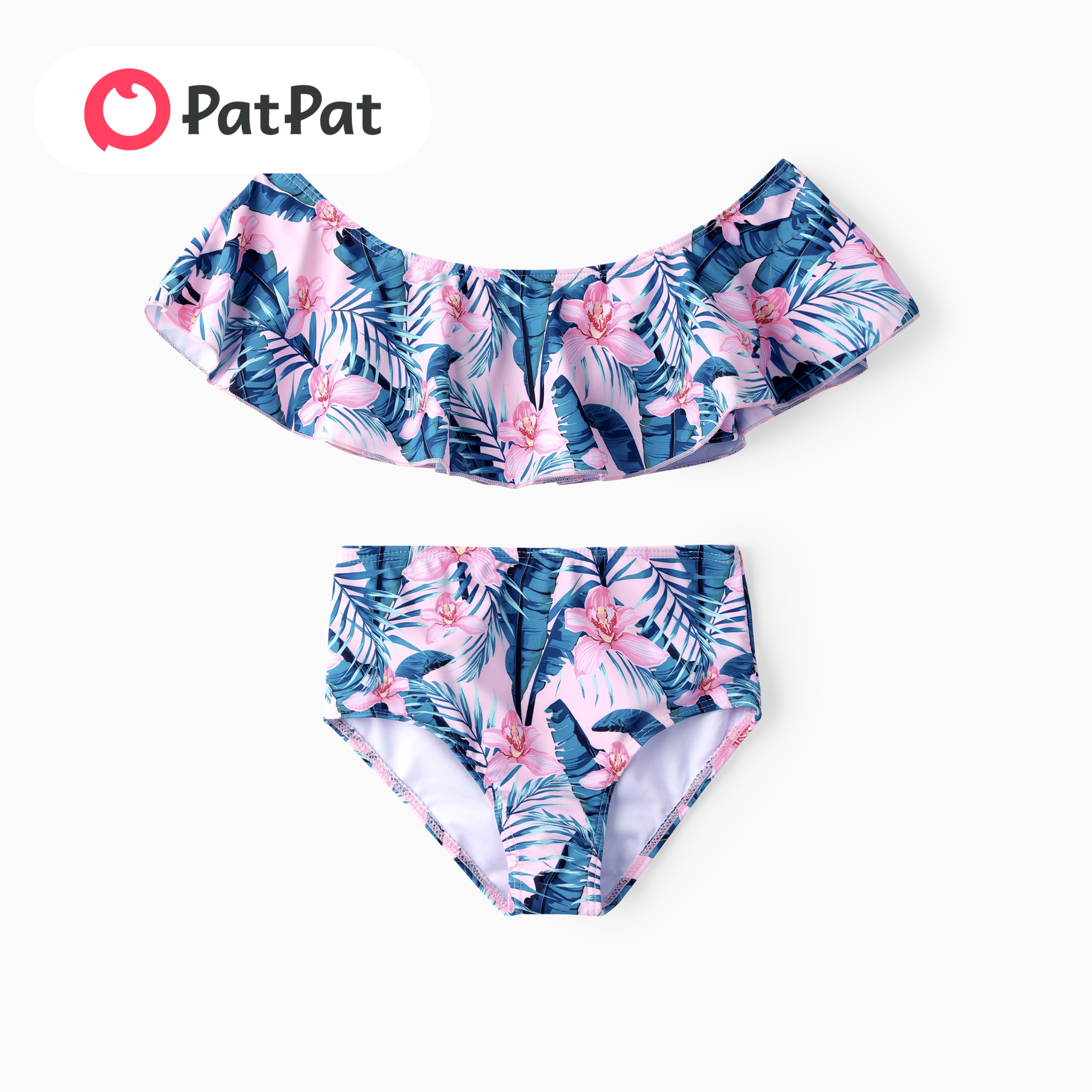 PatPat Kid Girl 2pcs Floral Print Swimsuits Set