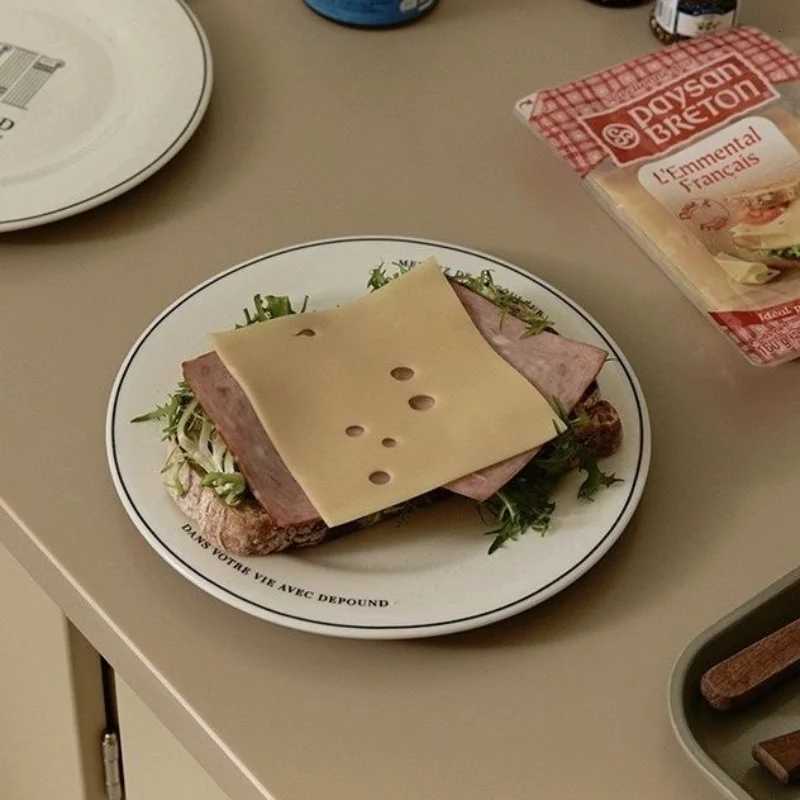 Luxury Korean Instagram Bloggers Plate French Letter Disk Toast Bagel Plate Fruit Dessert Cake Plate Italian Noodle Dish Korean Style Y251129