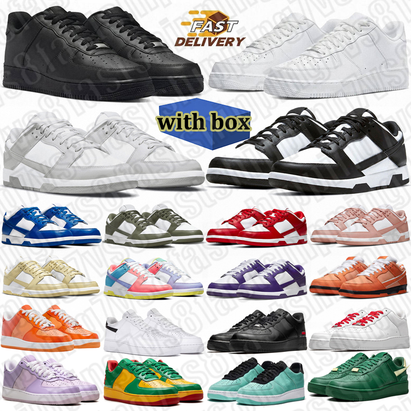 with box designer shoes af1s for men women daily outfit leather mesh Triple Black White Brown mens trainers outdoor sneakers