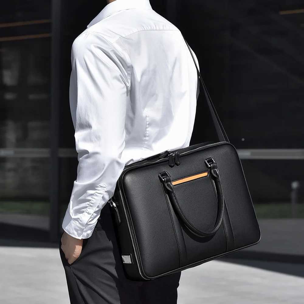 2026 New Luxury Cow Genuine Leather Business Mens Briefcase Male Shoulder Bag Men Messenger Laptop Computer Designer Bag K251128