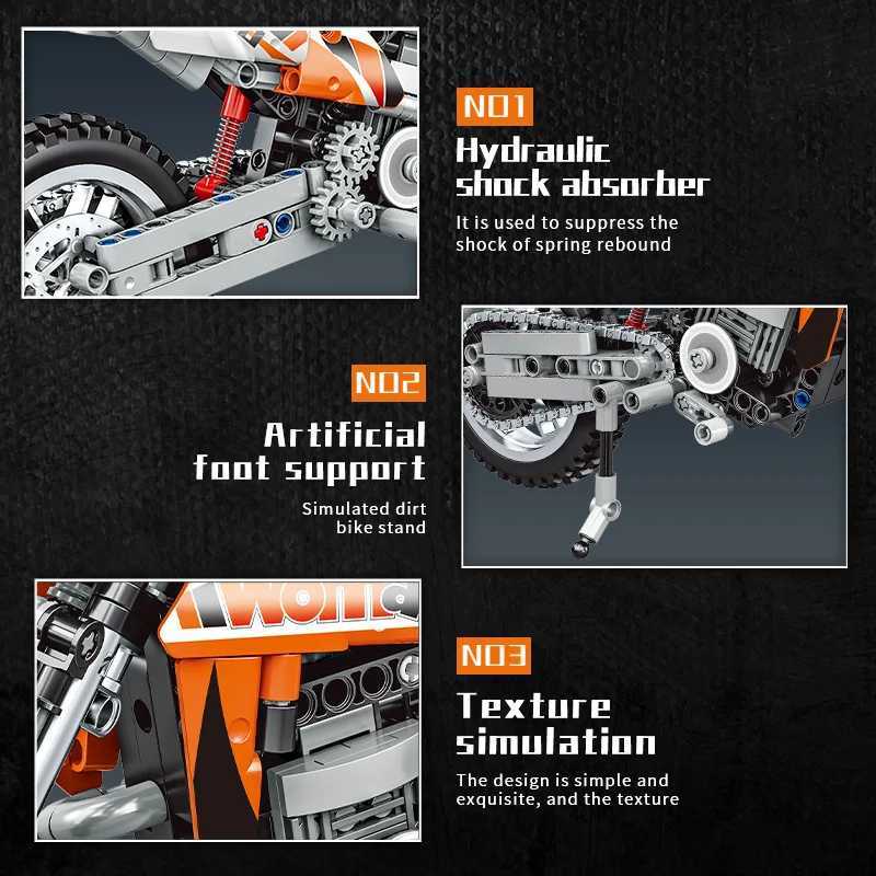 MOC City Technical Off-road Motorcycle Moto Car Model Building Blocks Racing Motobike Vehicles Bricks Toys for Teenagers Gifts J251129