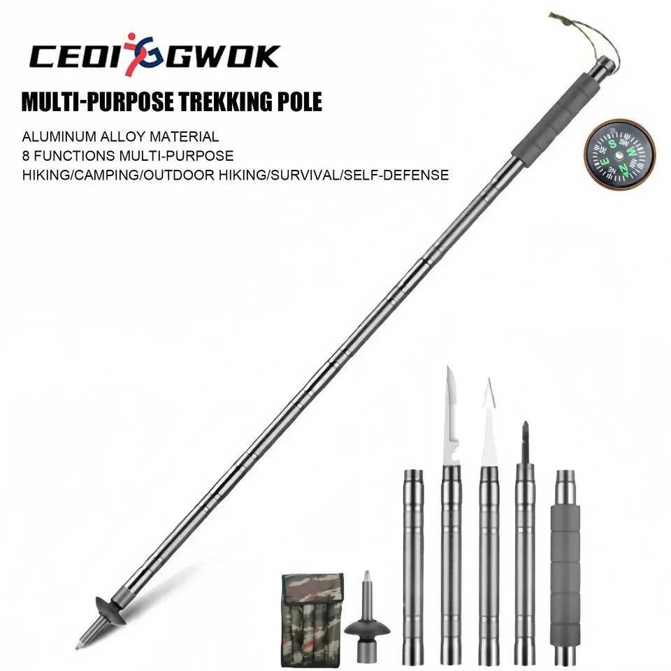 CEOI GWOK Durable Walking Stick Lightweight Foldable Aluminum Alloy Hiking Sticks Outdoor Adventures 5-7 Section Trekking Poles X251128