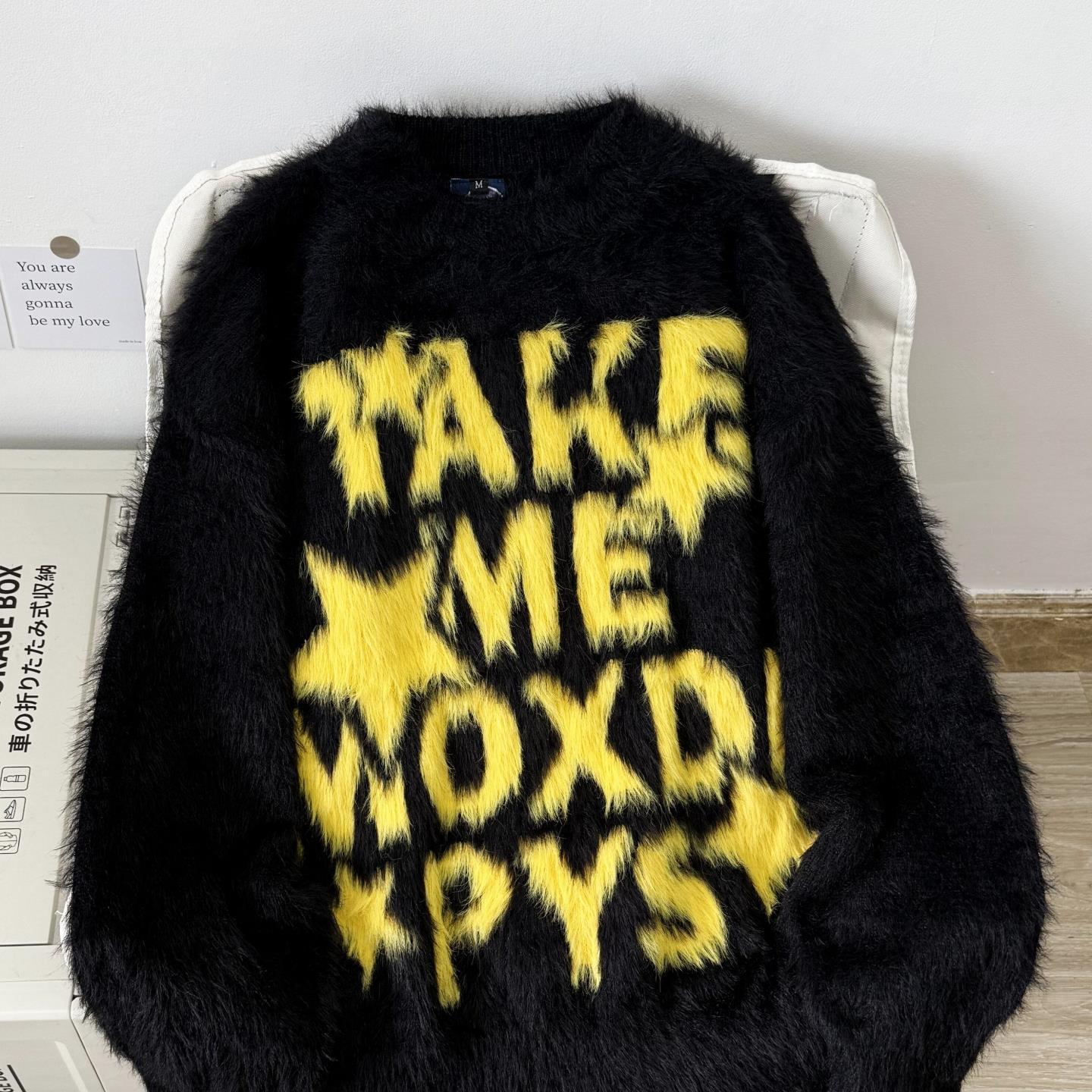 American Style Letter Jacquard Crew Neck Sweater for Men and Women Autumn and Winter Trendy Brand Lazy Style Cleanfit Knitted Sweater 241114