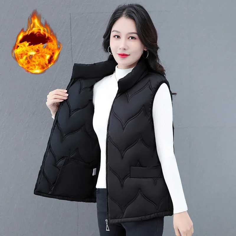 WomenS Autumn And Winter New Style Mom Outfit Fashion Versatile Sleeveless Coat Casual Loose Stand Up Collar Thick Warm VestT251129