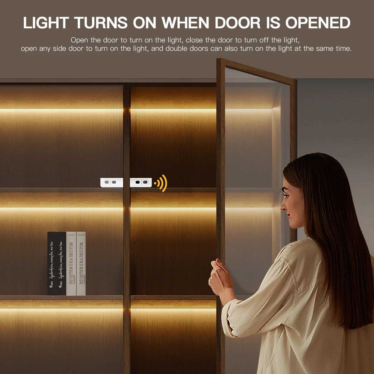 Smart Energy Saving Door Control Sensor Cob Lights Smart Switch Bookcase COB LED Strip Light for Wine Storage Cabinet Lighting M251129