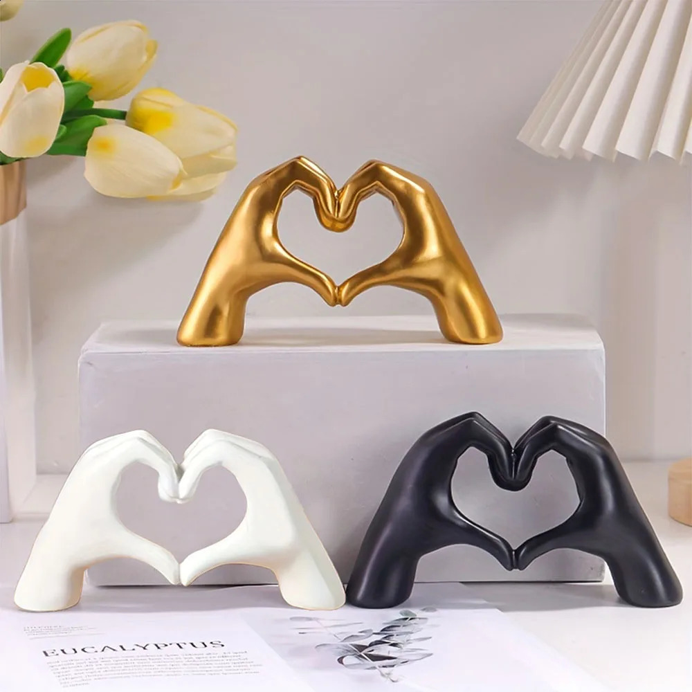 Resin Love Gesture Statues Sculptures Desktop Ornament Sculptures Figurines Nordic Light Art Crafts Office Home Decor 250422