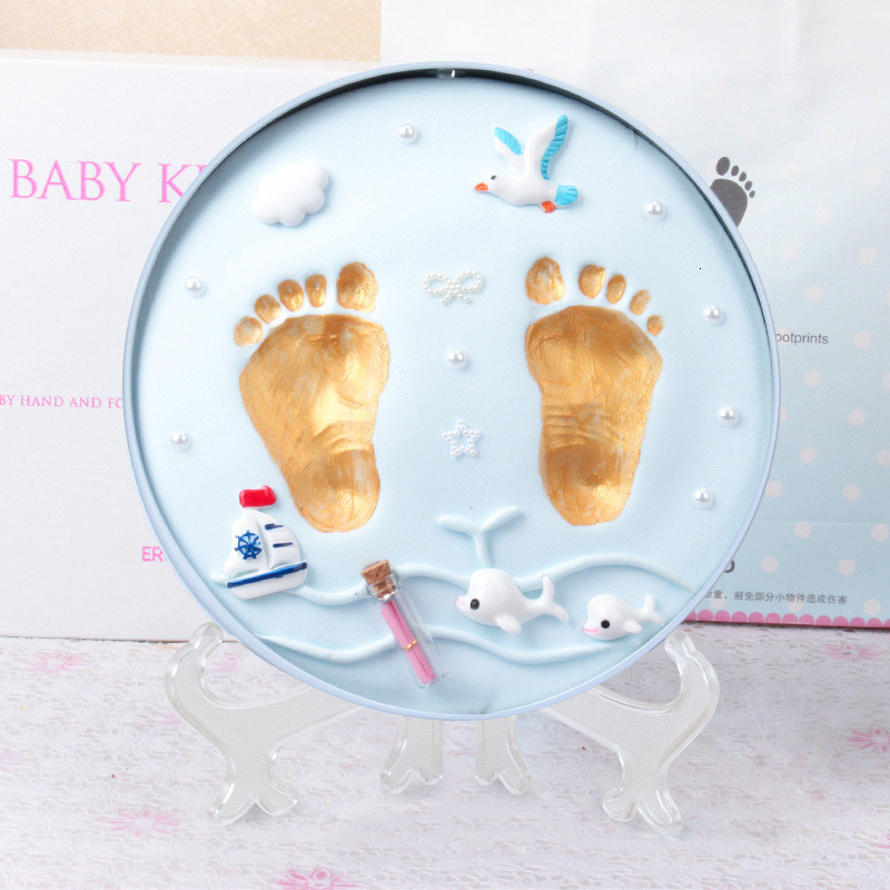 Newborn Hand and Foot Prints Mud Fetus Hair Souvenir DIY Baby Hand and Foot Prints Hundred Days Full Moon Year Old Gift 211028