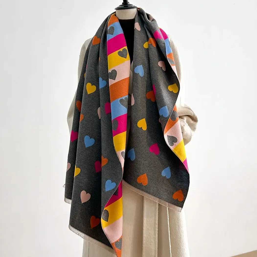 Luxury Designer Brand Winter Blanket Scarf Shawls for Women Warm Faux Cashmere Large Wrap Long Foulard StoleJ251129