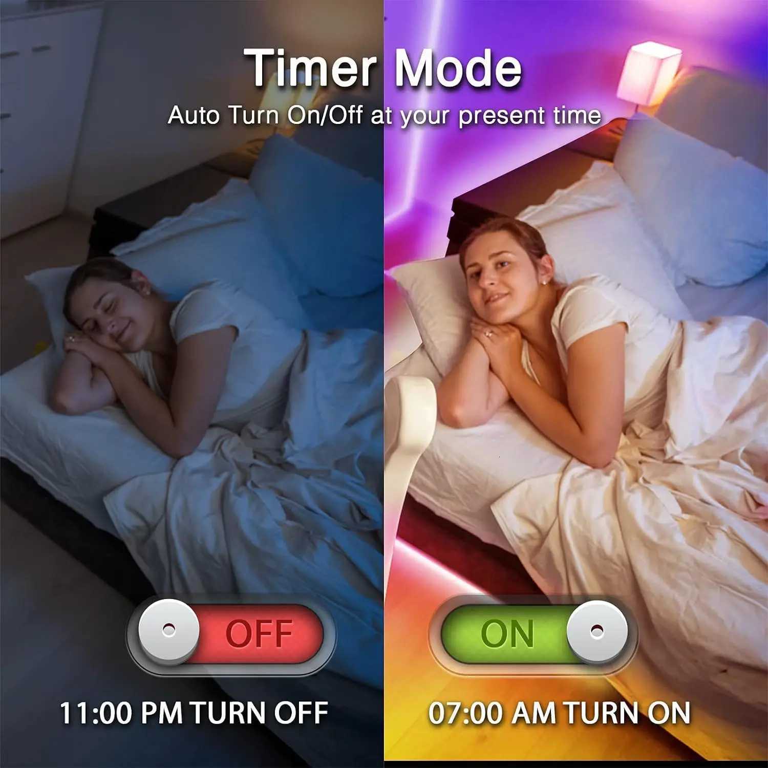 100ft led Strip Lights Tape Lights with Remote Bluetooth Smart App 5050 RGB Color Changing Strip Lighting Bedroom Kitging Decor M251129