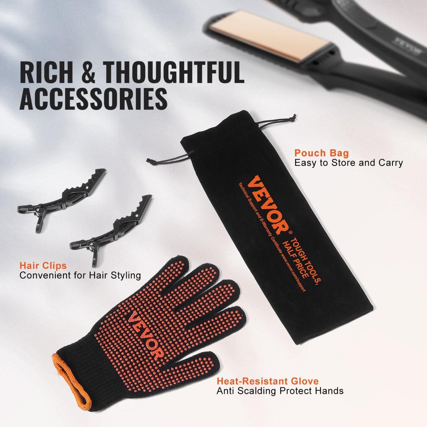 VEVOR Hair Straightener,1.5-inch Titanium Flat Iron,Dual Infrared Flat Iron with LCD Display and 19 Temp Levels -210°F to 450°F,Dual Voltage 110V/240V