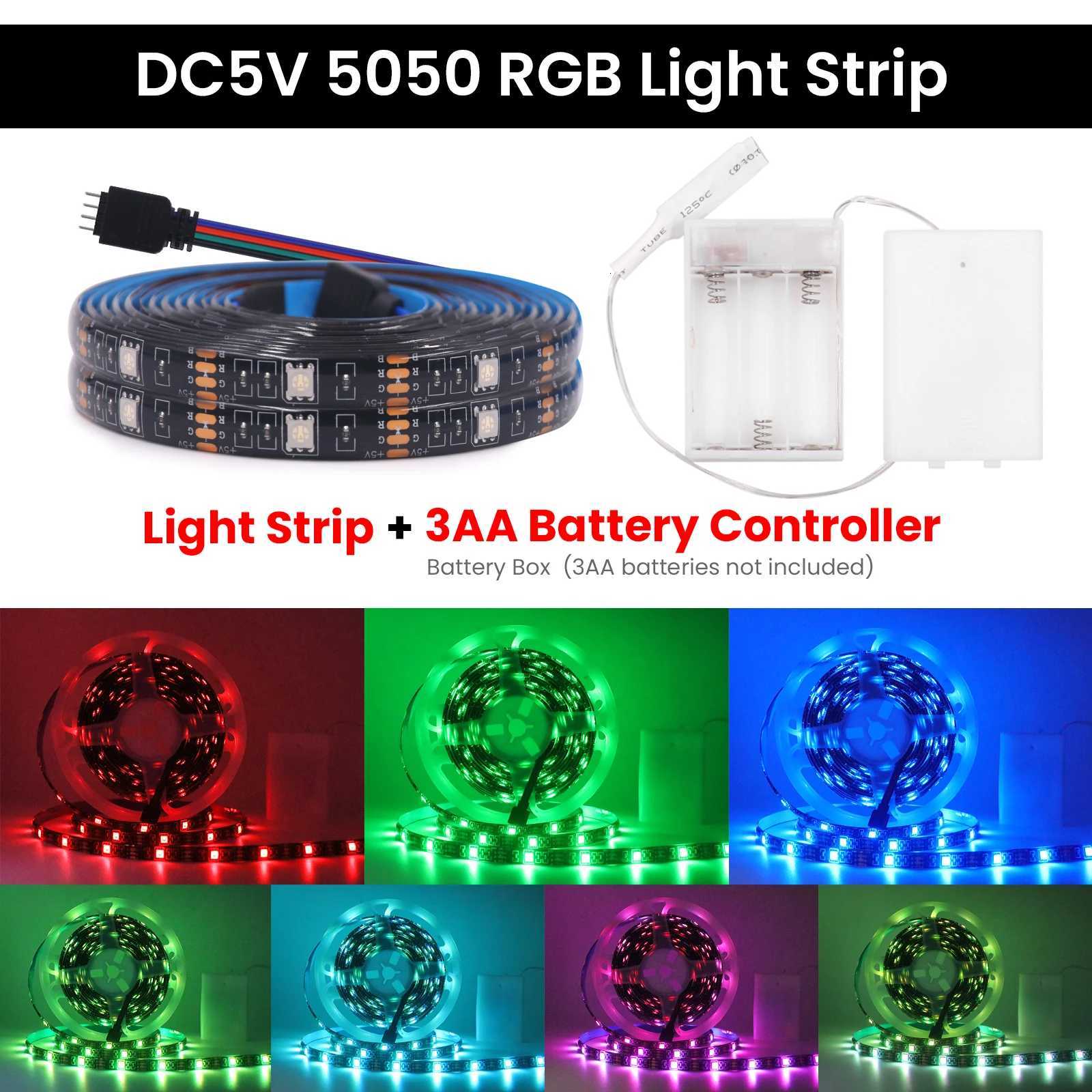 3AA Battery Power RGB Led Strip Light 5V 5050 with 3/17/24Key Remote Control Flexible Tape Waterproof Led Light TV Backlight M251129
