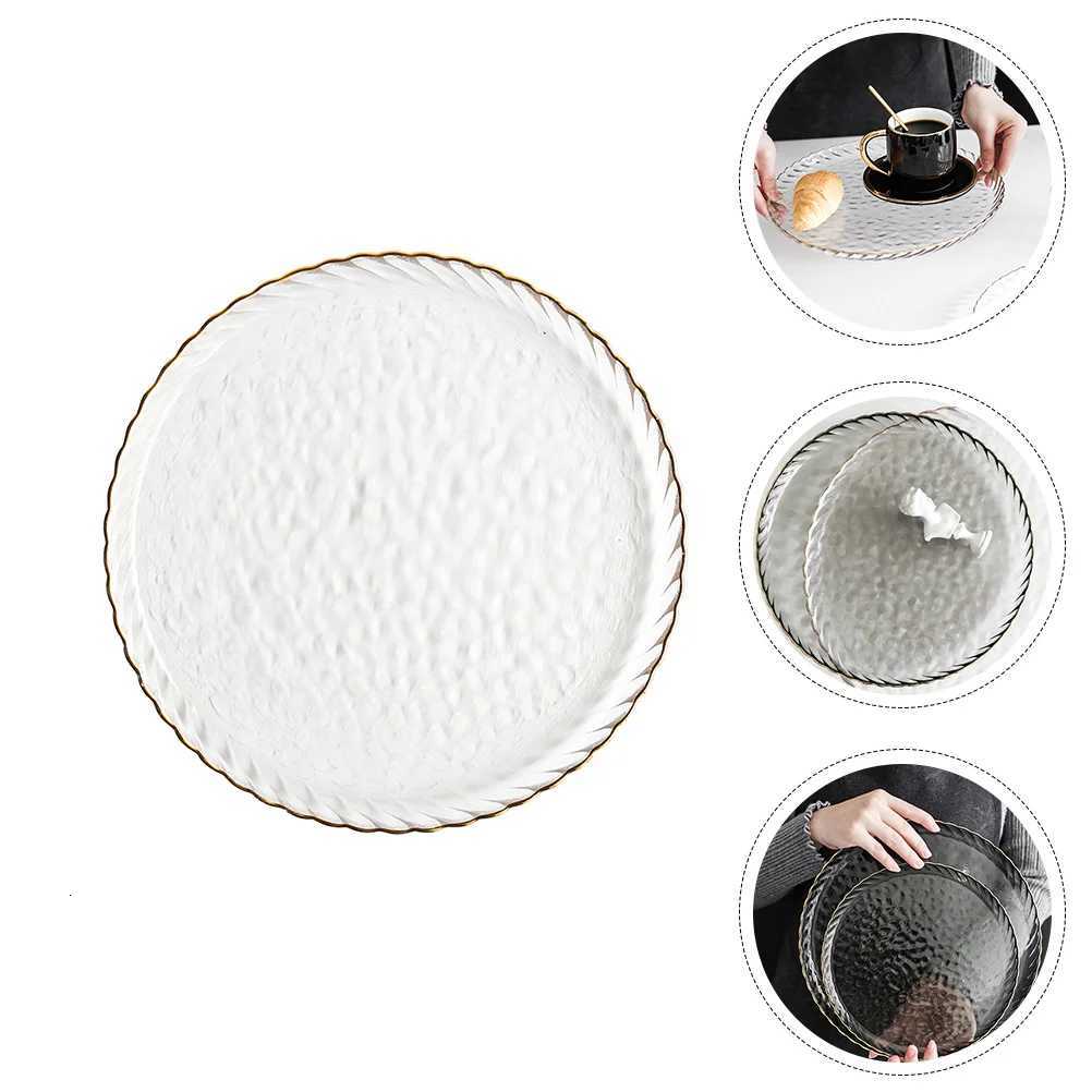 Luxury 1Pcs Gilt Dish Transparent European Style Steak Plate Elegant Simple Food Plate Dinner Tableware Dish Y251129