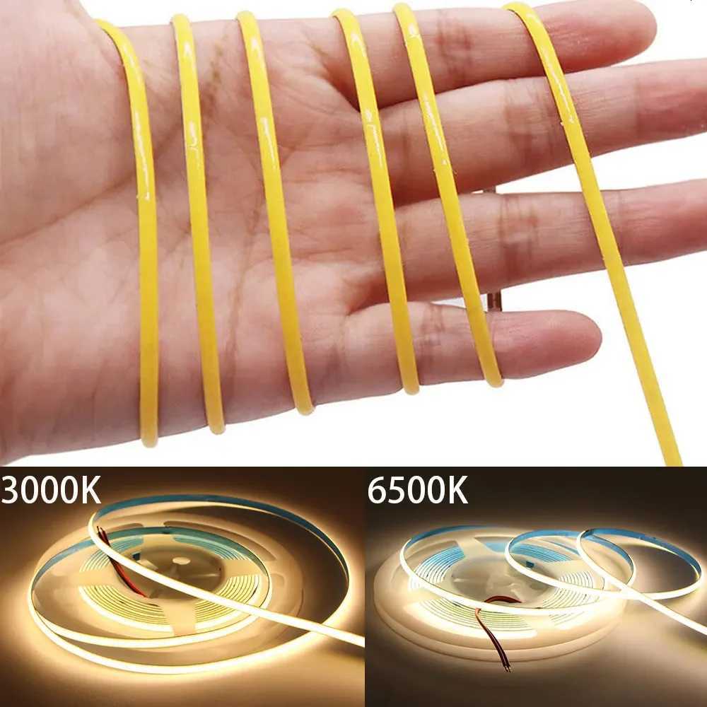 COB LED Strip Flexible High Density LED Strip 3mm COB Bar LED Light Warm 3000K White 6500K for Bedroom Kitchen Home M251129