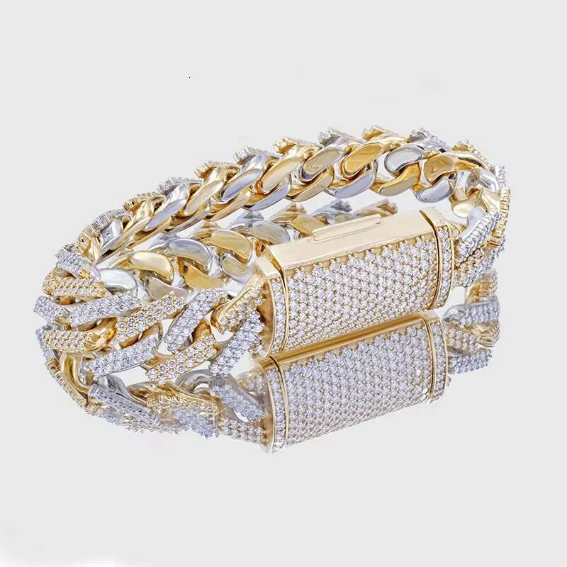 Pass Diamond Tester Vvs Moissanite Iced Out Sterling Silver Cuban Bracelet