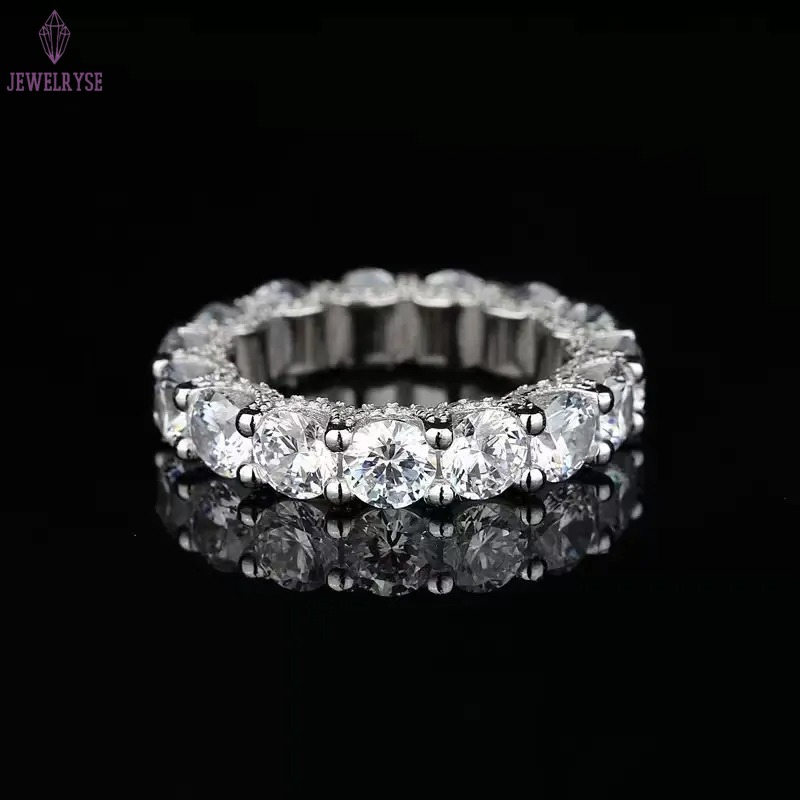 Wholesale Real 10K 14K 18K Solid Gold Moissanite Eternity Engagement Band Ring Iced Out Vvs Lab Grown Diamond Wedding Ring