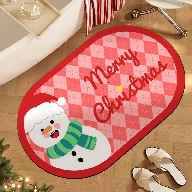 Soft diat d bathro absorbent floor mat Christmas theme atmosphere foot mat toilet door non-slip mat H251129