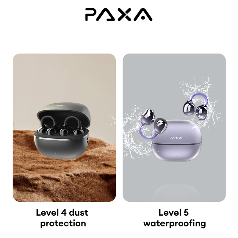 PAXA EarclipC7 Clip-on Design Wireless Earphones Comfortable Wearing & IPX5 Waterproof Sports Earbuds for Work Fitness