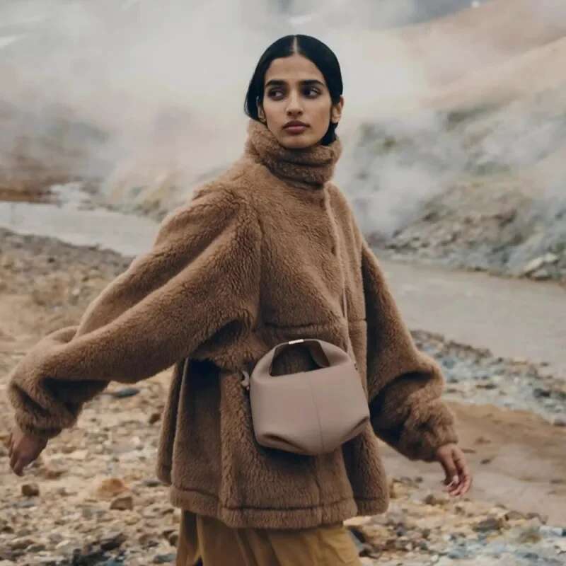 Bento Women's Bag, French Niche Cowhide Single Shoulder Crossbody Commuting Hand-Held Dumpling Bag