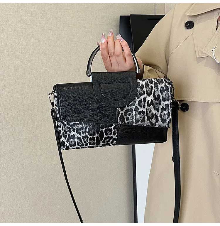 Womens Leopard Print Bag 2025 Autumn - Fashion High-Quality Light Luxury Splicing Contrast Commuter Shoulder/Messenger Tote K251128
