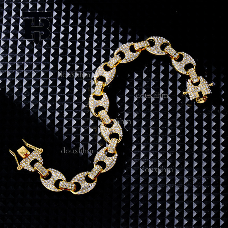 TB BHULAMTE Designer Luxury High-end Women's Bracelet Trend Pig Nose Hip-hop Personality Alloy Rhinestone Men's Cuban Chain Fashion Jewelry