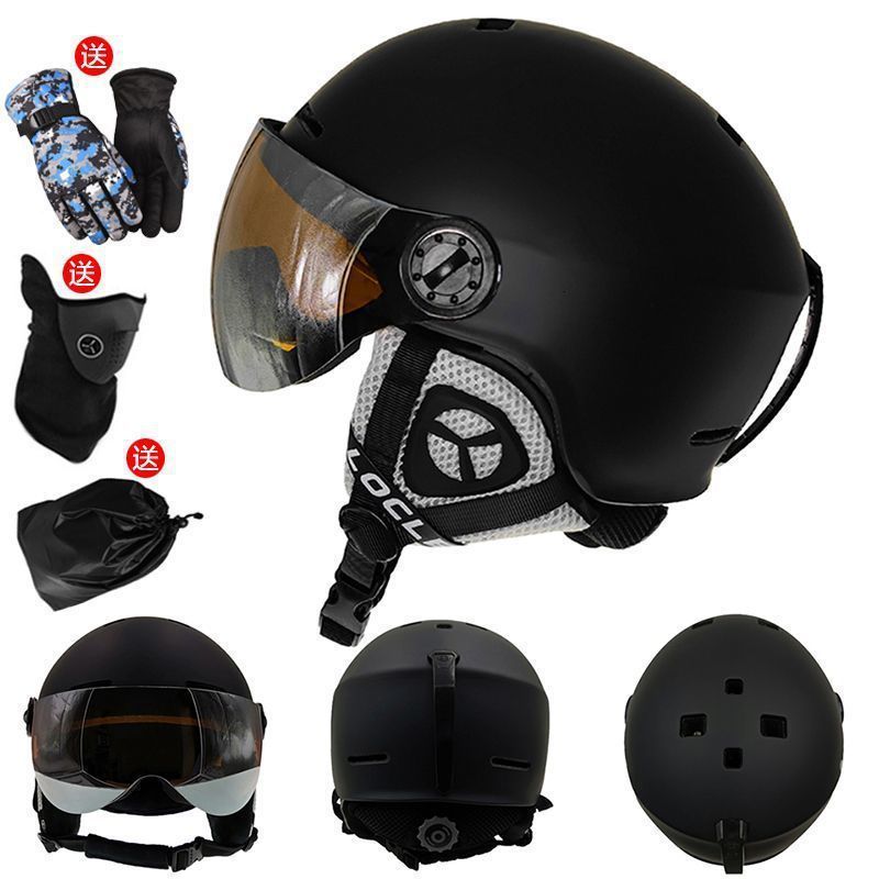 Universal Ski Helmet and Goggles Combo for Adults and Children Men and Women Single and Double Board Ski Helmet with Integrated Goggles