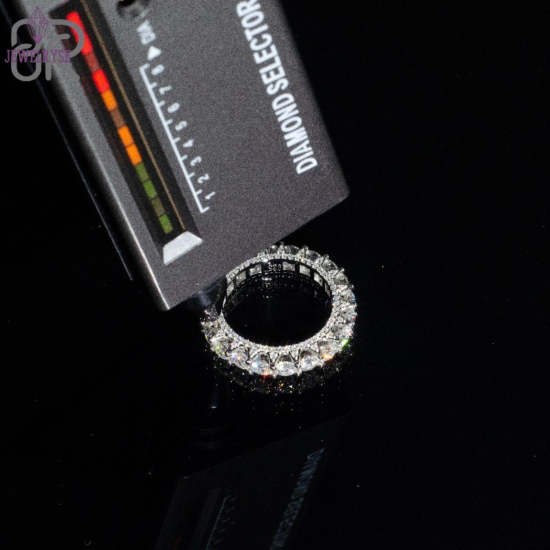 Wholesale Real 10K 14K 18K Solid Gold Moissanite Eternity Engagement Band Ring Iced Out Vvs Lab Grown Diamond Wedding Ring