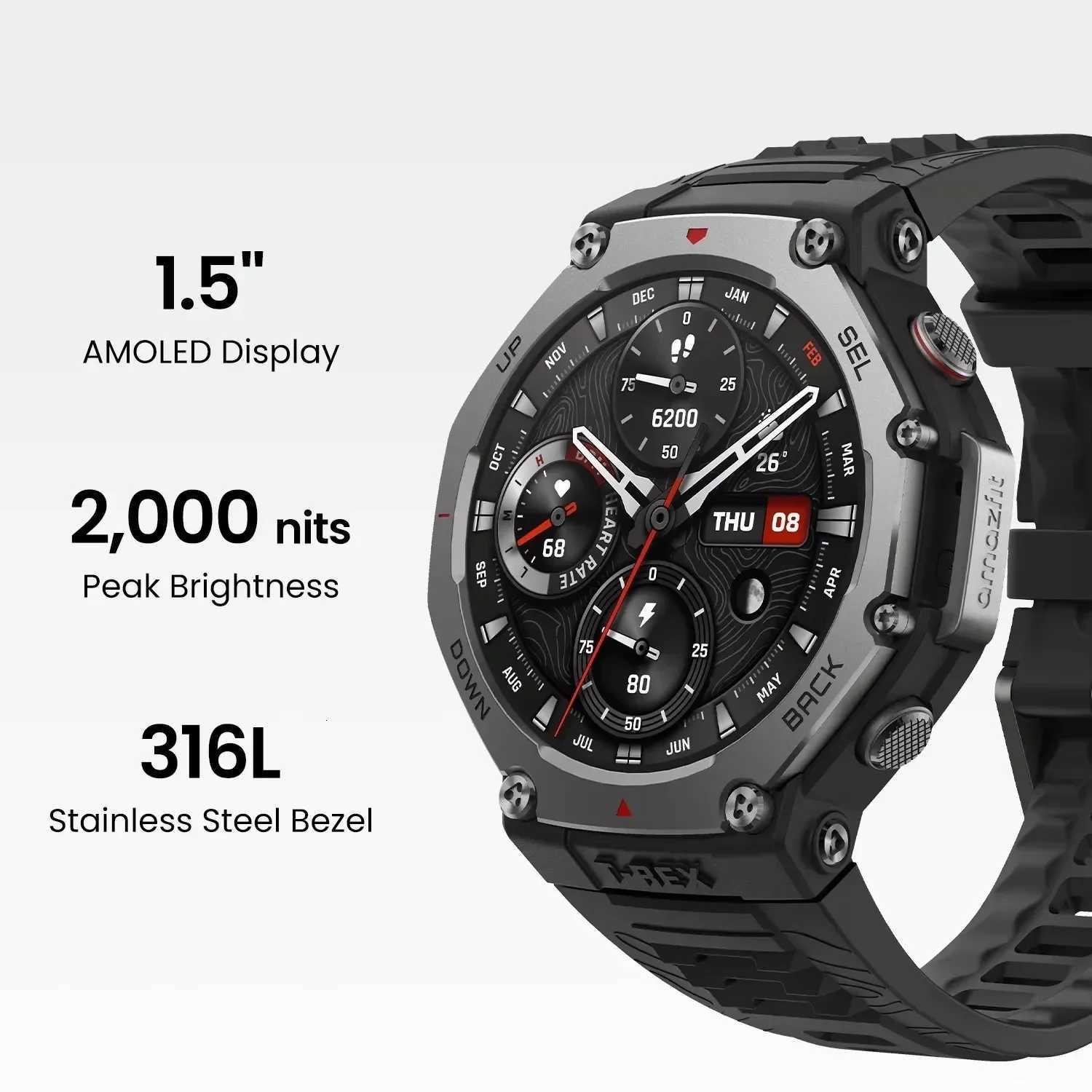 for amazfit t rex 3 GPS Smart Watch 5 ATM Waterproof Built-in Dual-band GNSS Compass Military Sport Smartwatch Men 2025 New M251129