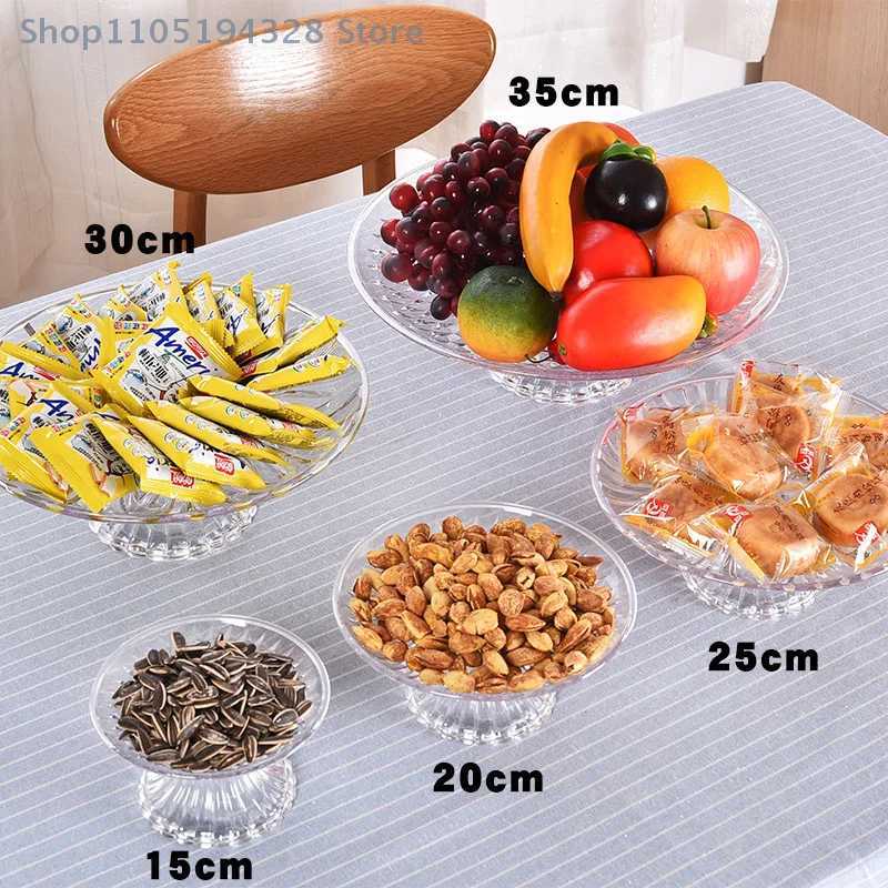 1PC 15/20/25/30cm Acrylic Serving Plates Fruit Dessert Salad Tray Cupcake Display Stand Round Dinner Plate Kitchen Supplies Y251129