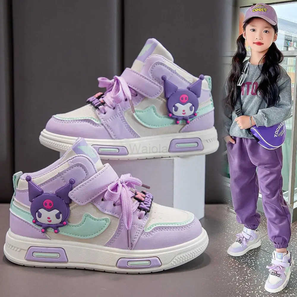 Sanrio Kuromi My Melody Girls Spring Autumn Fashion Versatile Non-Slip Lightweight Sports Leisure Soft-Soled High-Top Sneakers H251129