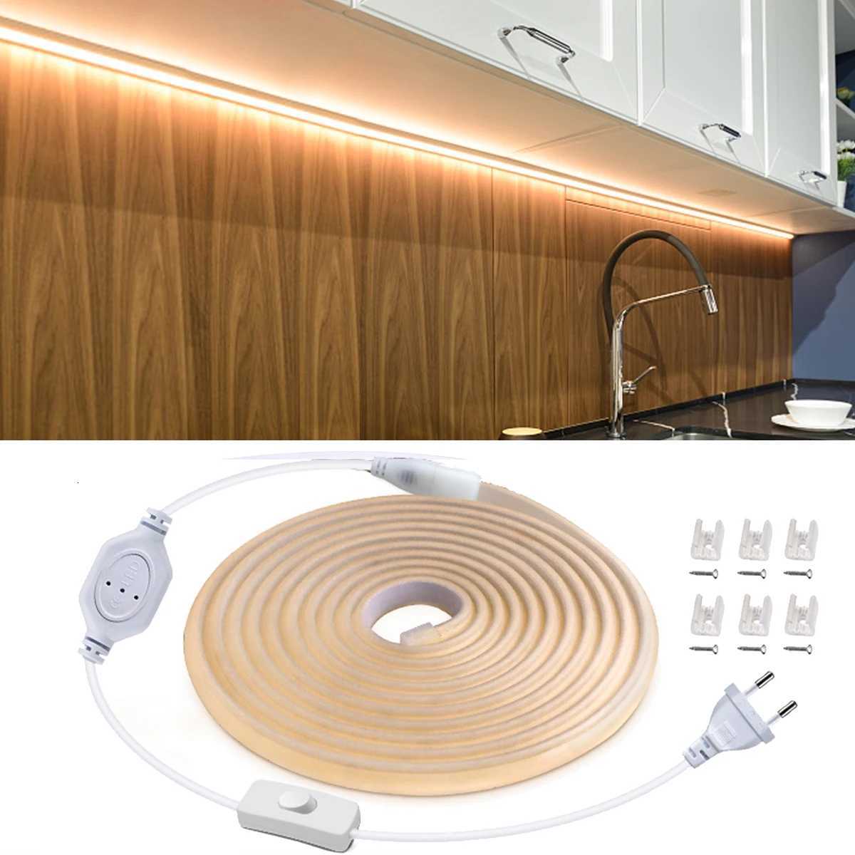 Waterproof Best Under Cabinet Light Kitchen COB LED Light with Button Switch Cord 220V 110V EU / US Plug Strip Lamp for cocina M251129