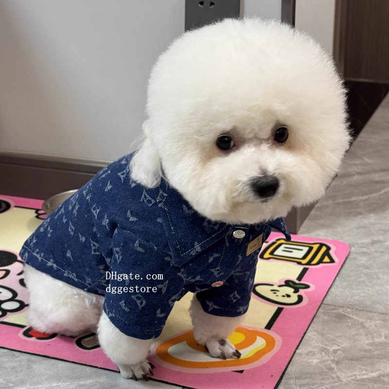 Designer Dogs Clothes Classic Old Flowers Denim Dog Jacket , Suitable for Small Medium Large Dogs to Wear All Year Round, Machine Washable Luxury Dog Gift Blue 5XL Y321