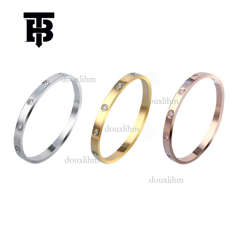 TB BHULAMTE Designer Fashion Titanium Steel Bracelet Luxury Simple Elegant High End Diamond Set Shining Ins Non Fading Rose Bracelet Jewelry Can Take  - view 6