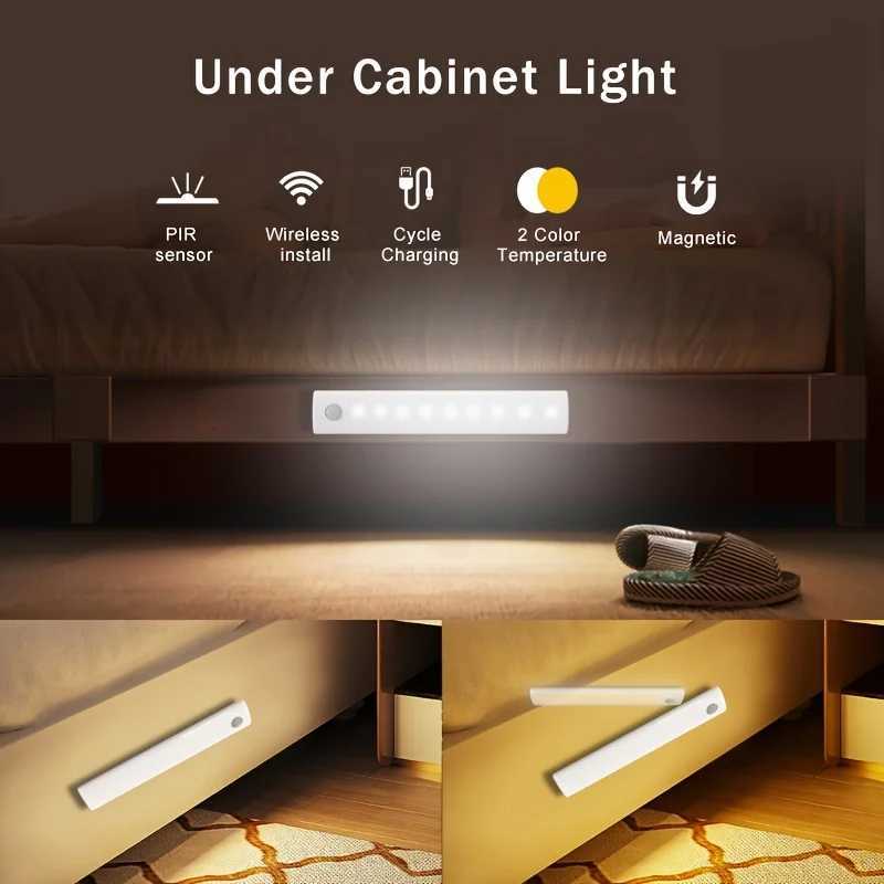 5-Piece LED with Charging Station Under Cabinet Motion Sensor Lights USB-C Rechargeable White Light/Warm Light M251129