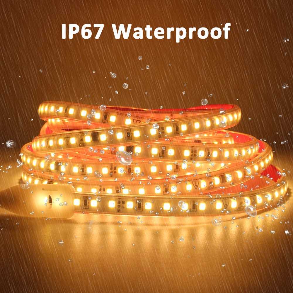 220V LED Strip Light SMD2835 120LEDs/m Waterproof Tape Lamp with EU Plug 1M 2M 3M 5M 10M 15M 20M Decor Lighting for the Yard M251129