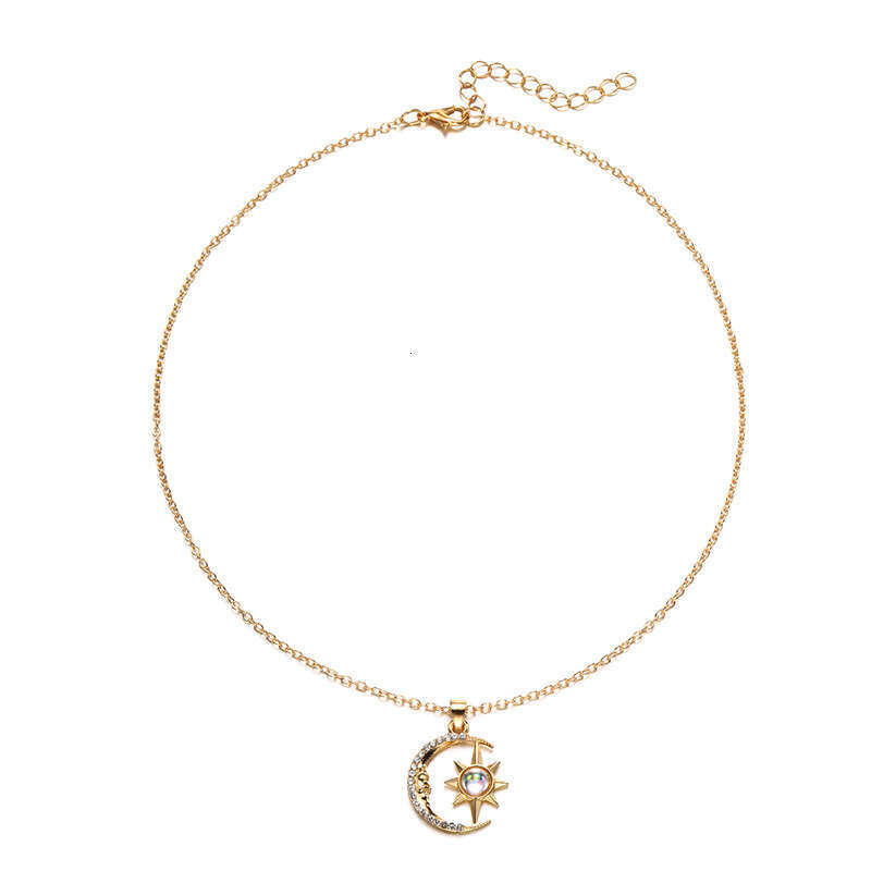 2024 fashion jewelry with moon pendant niche water dia octagonal star necklace for women