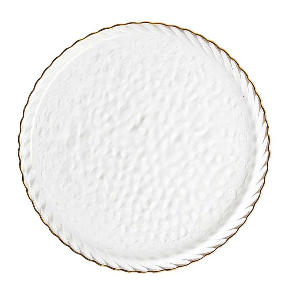 Luxury 1Pcs Gilt Dish Transparent European Style Steak Plate Elegant Simple Food Plate Dinner Tableware Dish Y251129