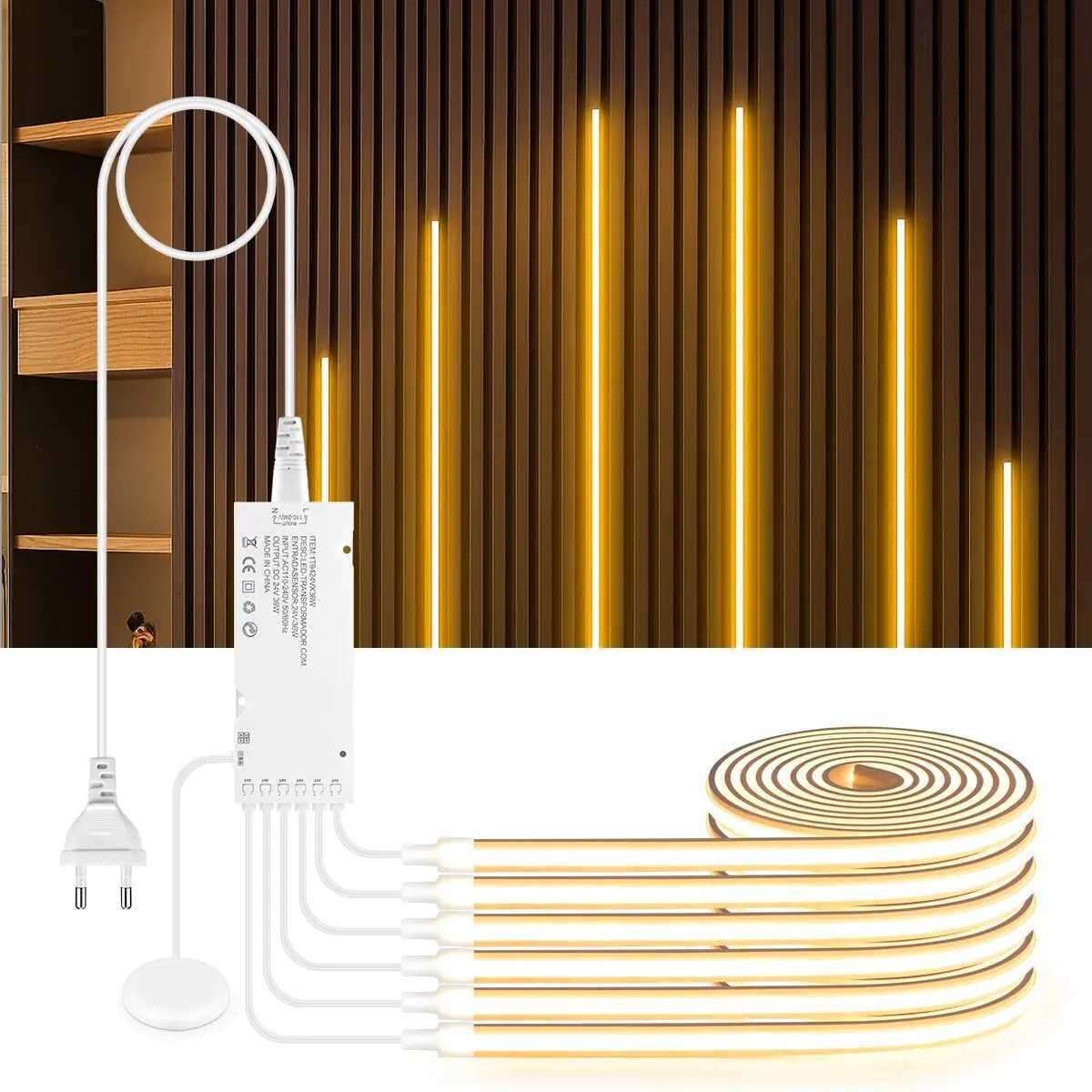 Amazing Self-Adhesive LED Neon Light Strip Touch Dimmable COB LED Tape For Acoustic Wall PanelShelfCollection Cabinet Decor M251129