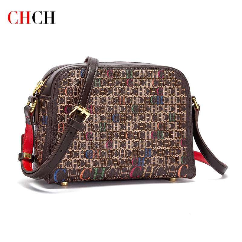 CHCH Shoulder New Small Square Classic Coffee Color Letter Printed Business Women's Bag