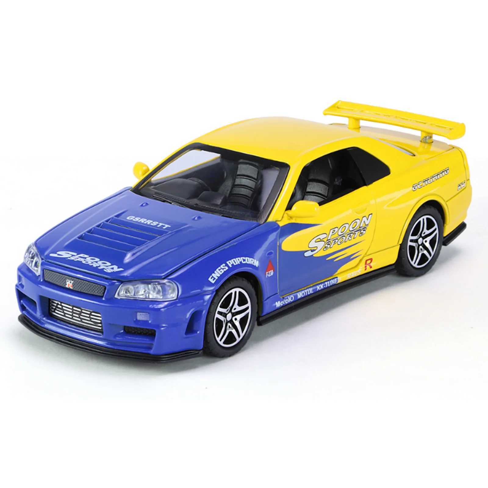 132 GTR R34 Super Sports Car Metal Alloy Diecast Model Car Pull Back Sound And Light Mother Kids Children Games For Boy Friend J251129