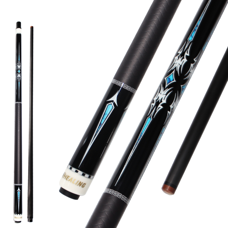 OKHEALING 1/2 Split Play Cue 14mm Tip Diameter Pool Cue Carbon Fiber Billiard Cue Radial 19~21oz Pool Cue Stick, Weight Adjustable Design 19-21Oz