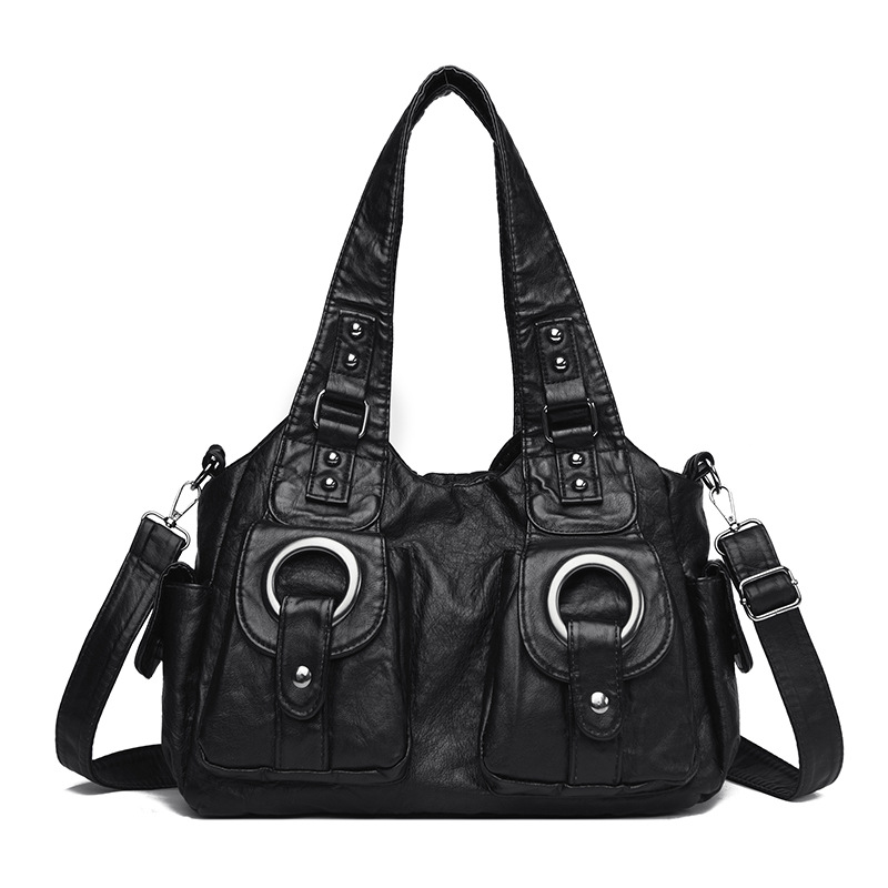 Retro personality, versatile, chic zipper, tote bag, shoulder bag, commuter large volume crossbody bag